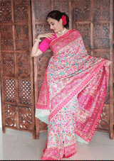 Razzmatazz Pink Banarasi Jamawar Woven Silk Saree