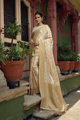Akaroa White Zari Woven Banarasi Saree