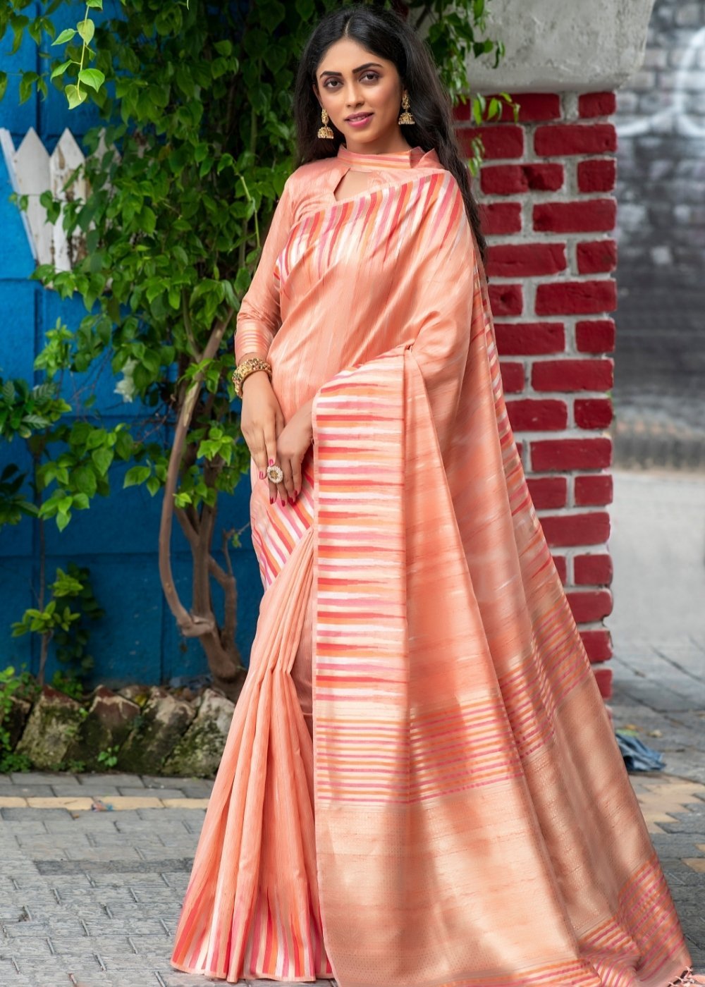 Buy MySilkLove Rose Bud Pink Tussar Silk Saree Online