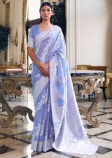 Blue Bell Woven Chikankari Saree