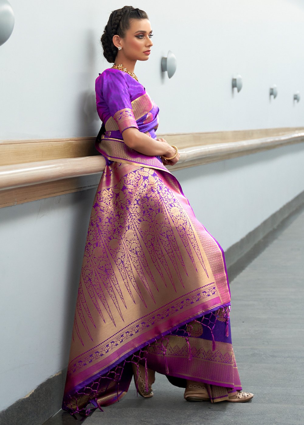 Buy MySilkLove Royal Purple Zari Woven Banarasi Saree Online