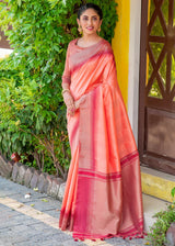 Mandarin Pearl Pink South Silk Saree