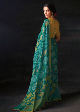 Green Sheen Bandhani Print Soft Silk Saree
