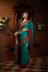 Paradiso Blue and Purple Zari Woven Banarasi Saree