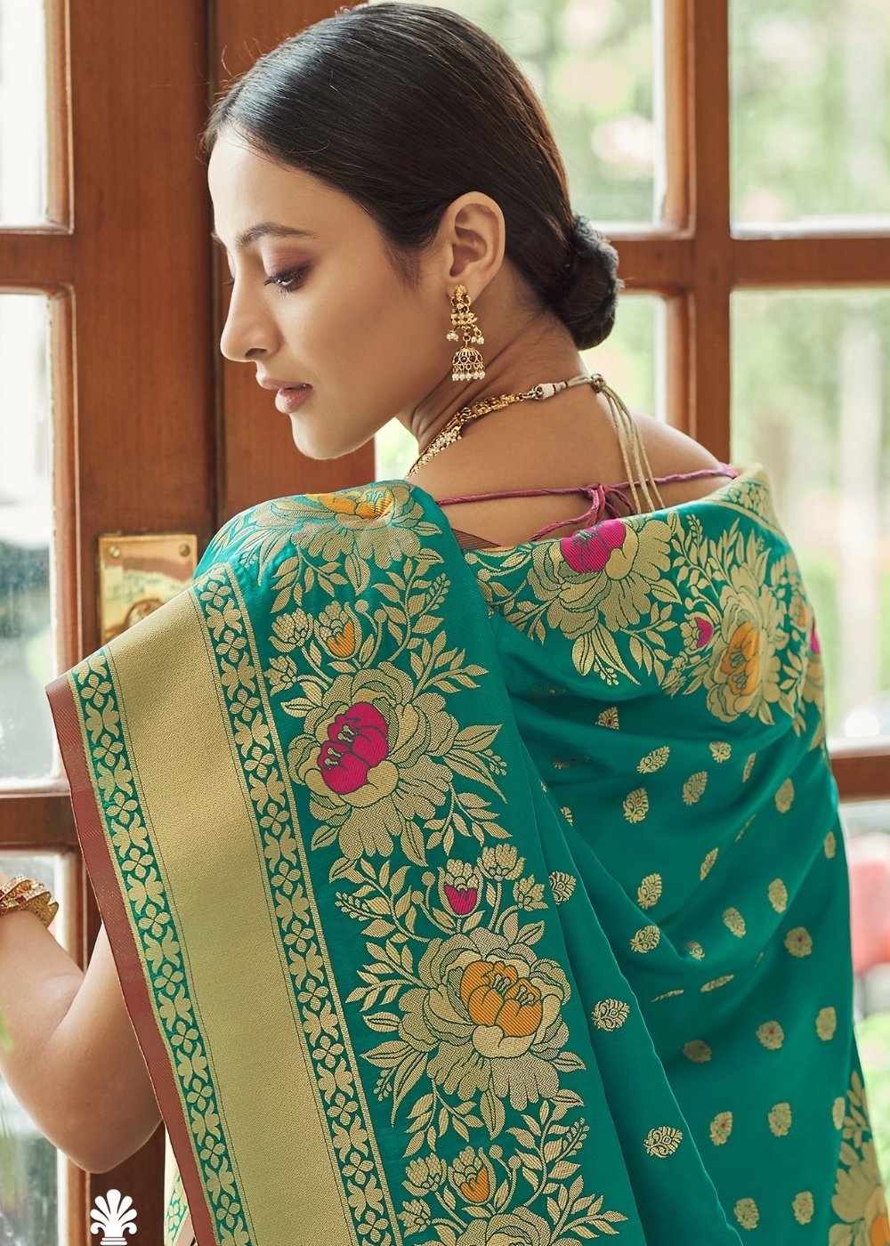 MySilkLove Illuminating Emerald Blue Zari Woven Banarasi Silk Saree