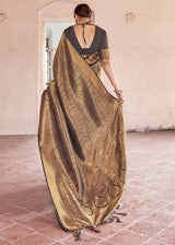 Eclipse Brownish Black Zari Woven Kanjivaram Saree