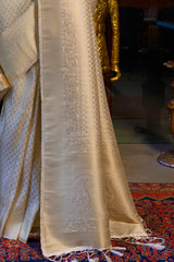 Golden Off White Woven Kanjivaram Saree