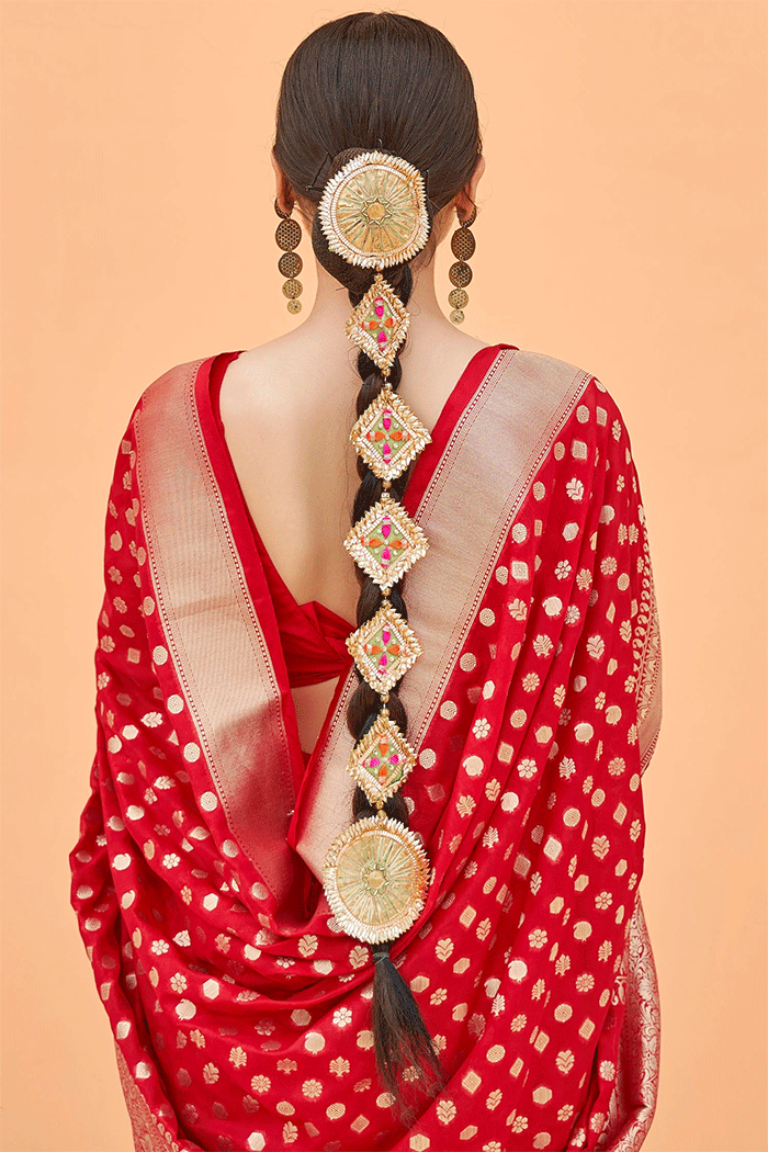 MySilkLove Scarlet Red Zari Woven Banarasi silk Saree