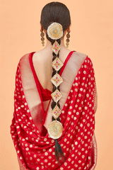 Scarlet Red Zari Woven Banarasi silk Saree