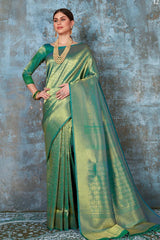 Genoa Green Woven Kanjivaram Saree