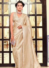 Sapling Golden Woven kanjivaram Silk Saree