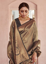Eclipse Brownish Black Zari Woven Kanjivaram Saree