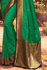 Goblin Green Handloom Woven Kanjivaram Saree