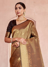 Eclipse Brownish Black Zari Woven Kanjivaram Saree