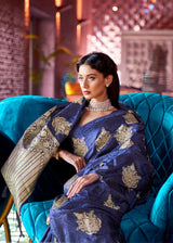 Astronaut Blue Zari Woven Banarasi Saree
