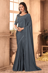 Shuttle Grey Designer Partywear Saree
