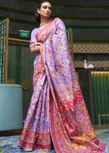 Kimberly Purple Banarasi Jamawar Woven Silk Saree