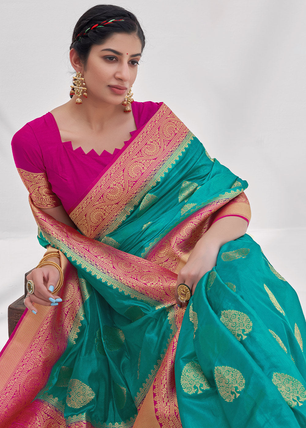 MySilkLove Paradiso Blue Zari Woven Organza Silk Saree