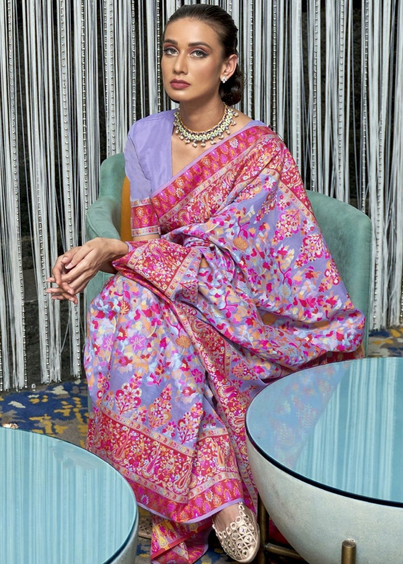 Kimberly Purple Banarasi Jamawar Woven Silk Saree