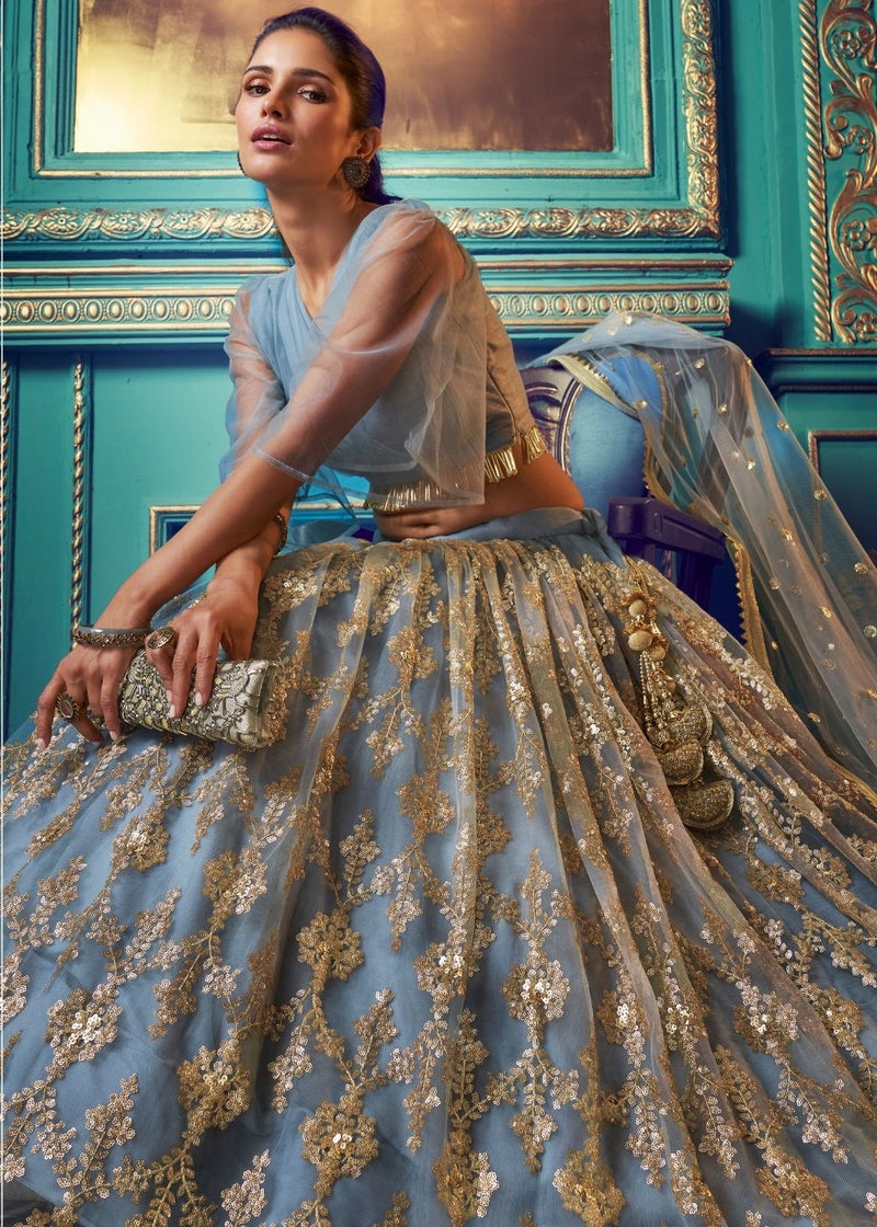 Blue Wedding Designer Lehenga Choli – Mindhal
