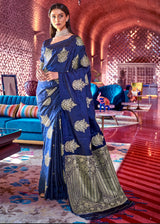 Astronaut Blue Zari Woven Banarasi Saree