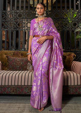 Wisteria Purple Zari Woven Banarasi Silk Saree