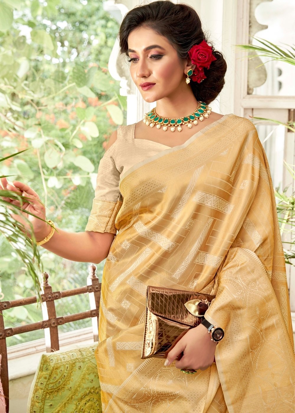 Buy MySilkLove Harvest Gold Zari Woven Handloom Kanjivaram Silk Saree Online