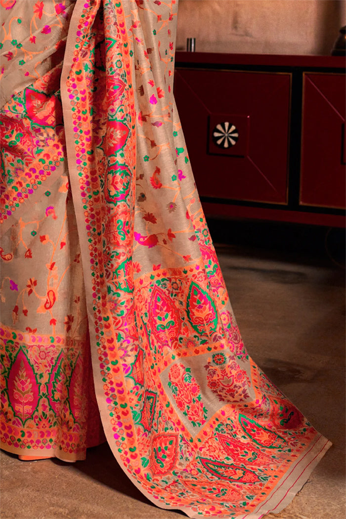 Tumbleweed Brown Woven Banarasi Saree