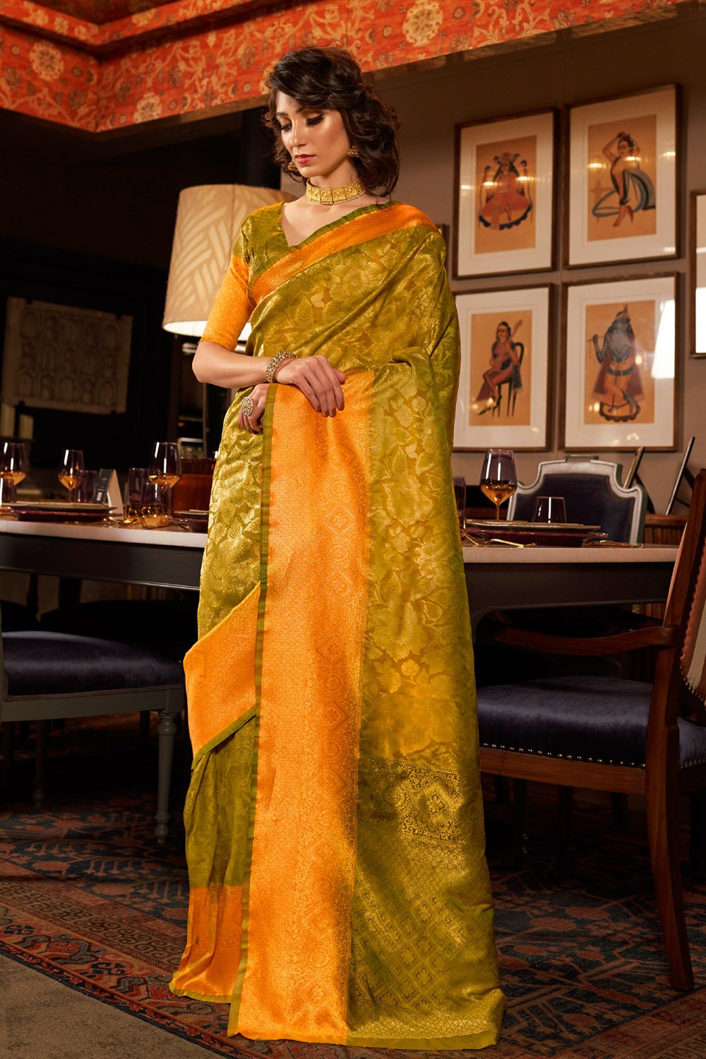 Copper Yellow Woven Kanjivaram Saree