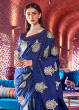 Astronaut Blue Zari Woven Banarasi Saree