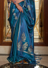 Bdazzled Blue Zari Woven Banarasi silk Saree