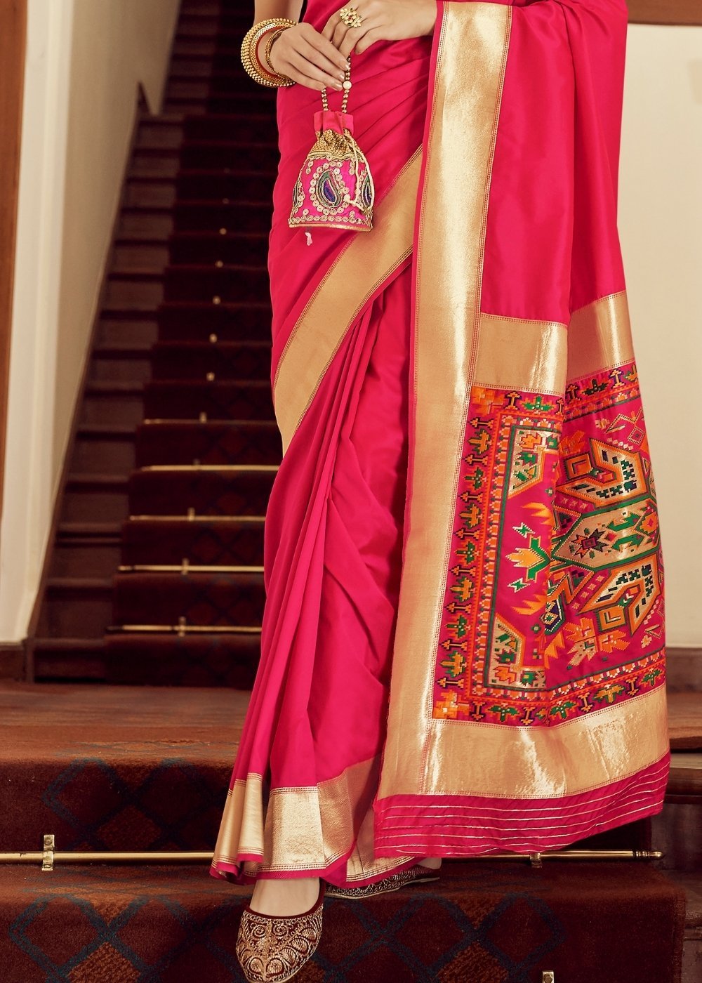 Buy MySilkLove Valencia Pink Zari Woven Banarasi Silk Saree Online