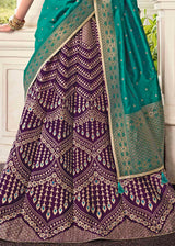Falcon Purple and Green Banarasi Silk Lehenga Choli