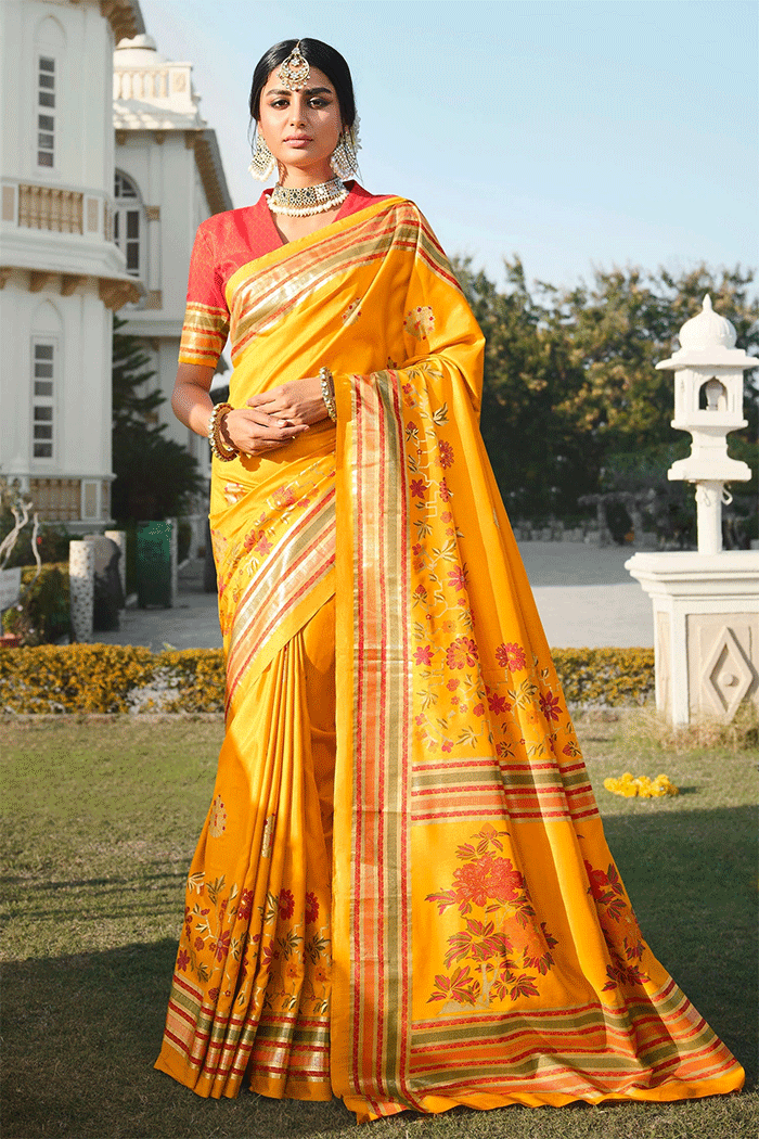 Buy MySilkLove Sun Yellow Patola Silk Saree Online