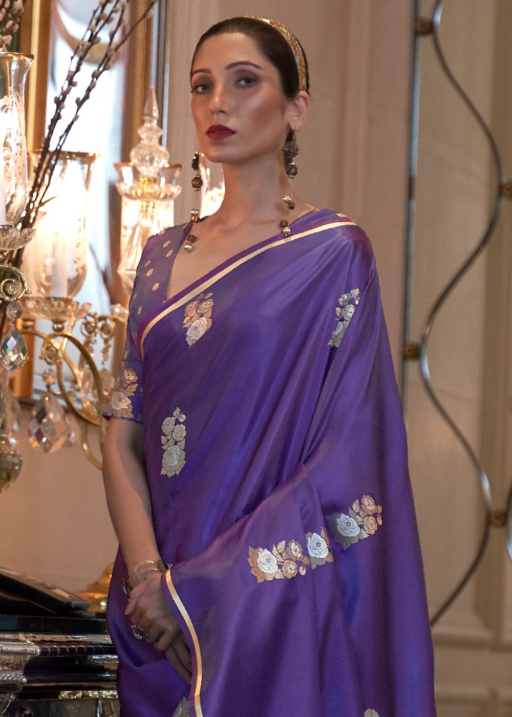 MySilkLove Jacarta Purple Zari Woven Banarasi Silk saree