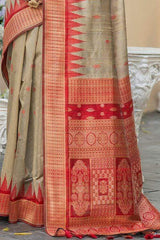Mongoose Golden brown Banarasi Raw silk Saree