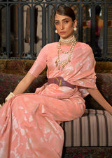 Geraldine Peach Zari Woven Banarasi Silk Saree