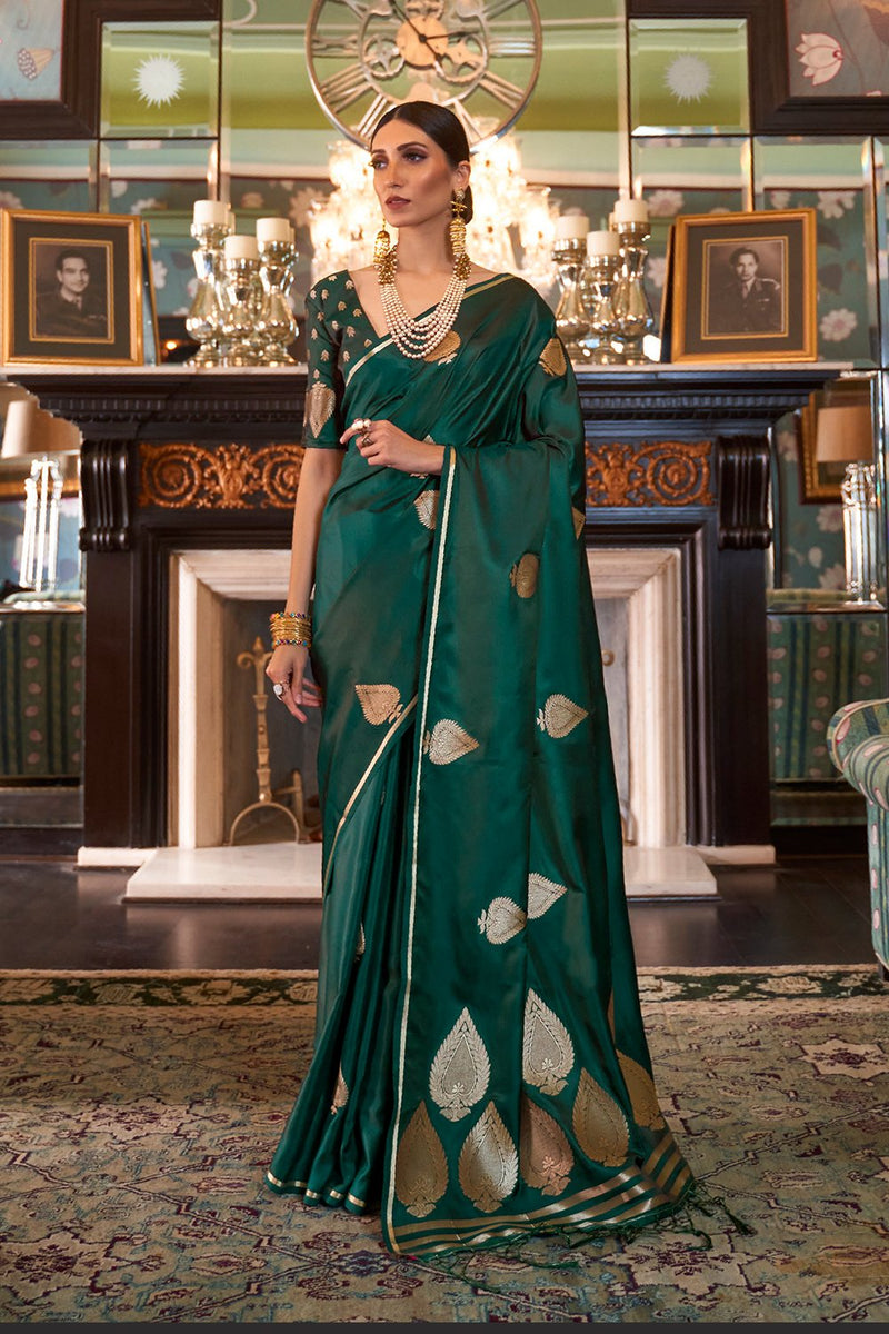 Plantation Green Woven Banarasi Saree