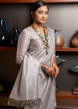 Silver Zari Woven Kanjivaram Silk Saree