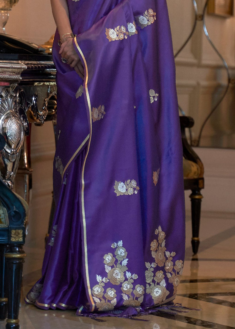 Jacarta Purple Zari Woven Banarasi Silk saree