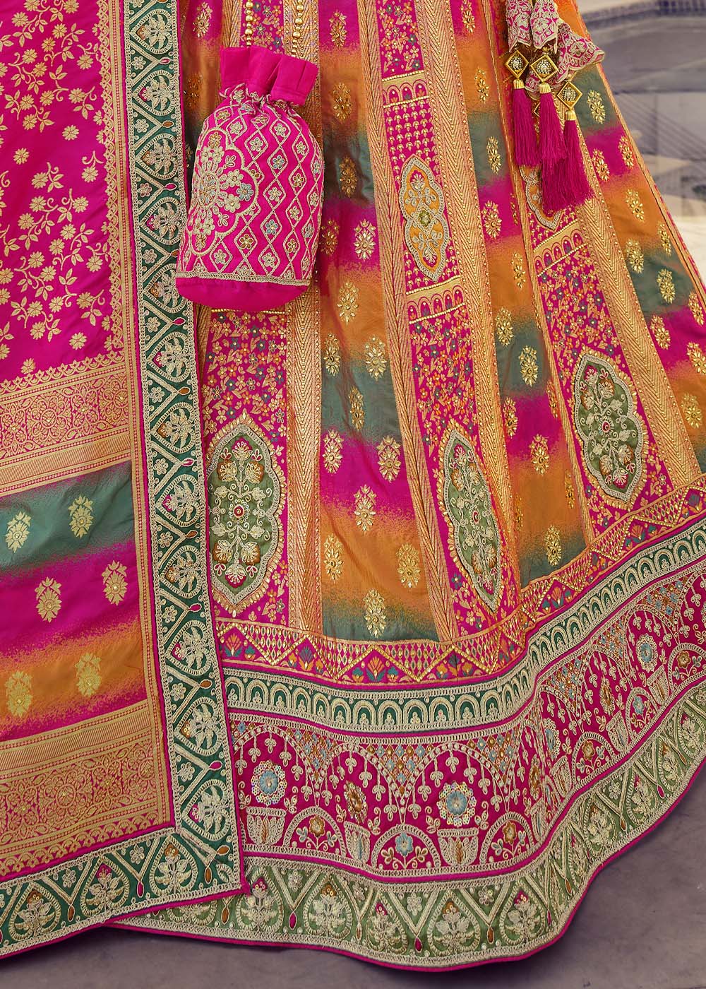 Buy MySilkLove Multi Colour Banarasi Silk Lehenga Choli Online