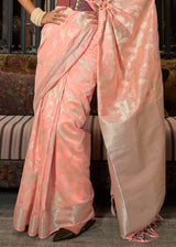 Geraldine Peach Zari Woven Banarasi Silk Saree