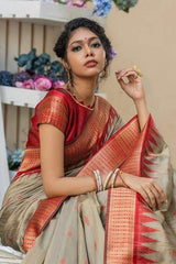 Mongoose Golden brown Banarasi Raw silk Saree