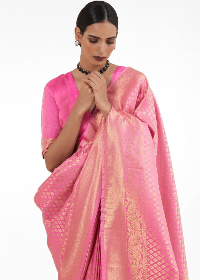 Cinnamon  Pink Zari Woven Kanjivaram Silk Saree