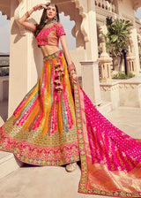 Multi Colour Banarasi Silk Lehenga Choli