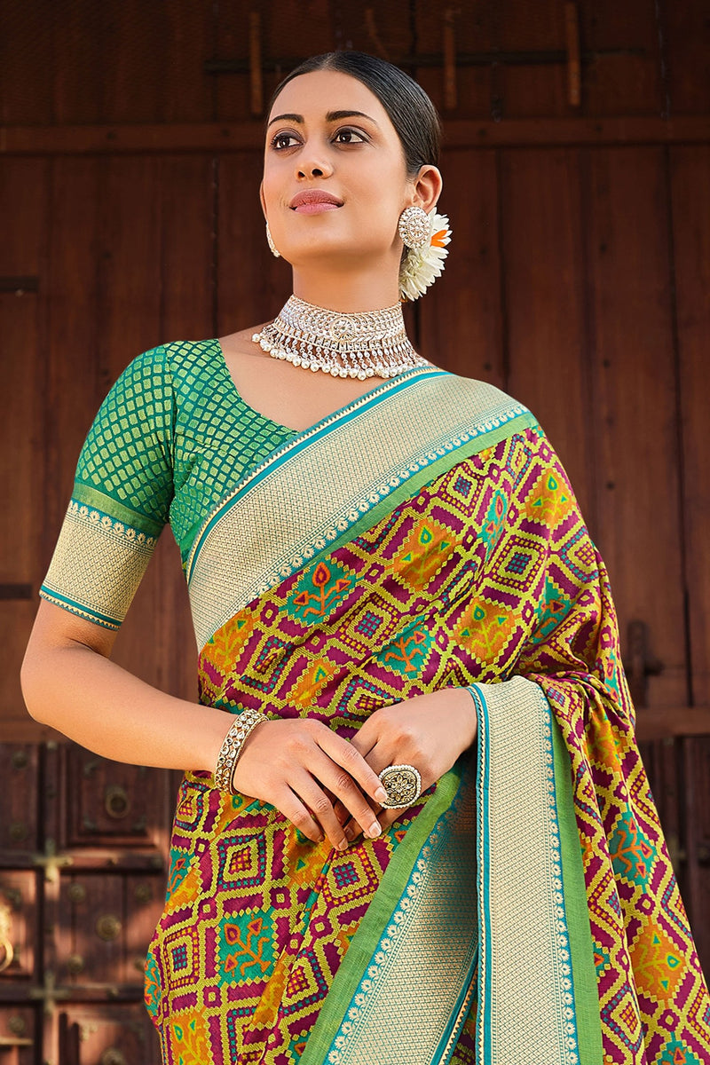 Buccaneer Purple Brasso Patola Printed Saree