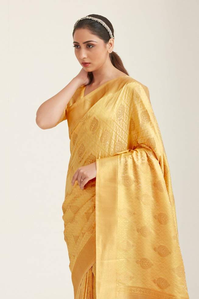 MySilkLove Buff Golden Zari Woven Banarasi Saree