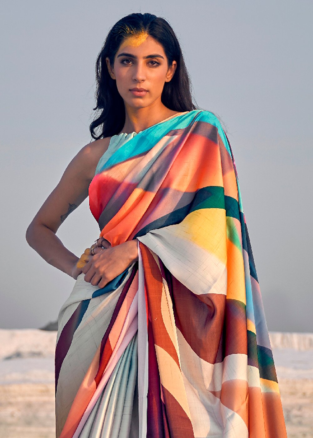 Buy MySilkLove Multicoloured Print Saga Saree Online
