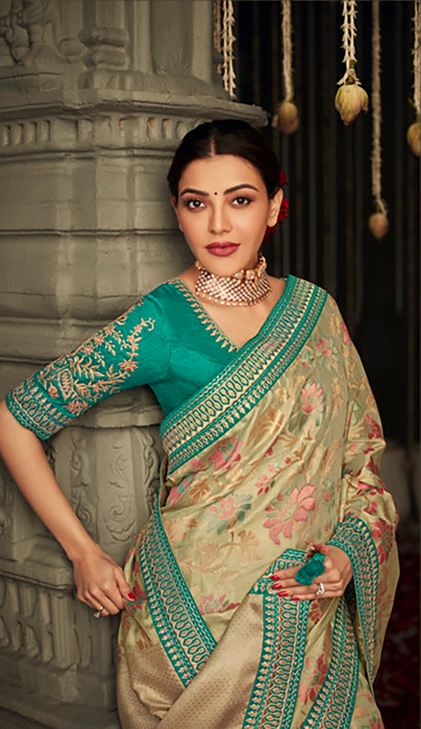 Buy MySilkLove Olivine Green Zari Woven Designer Banarasi Saree Online