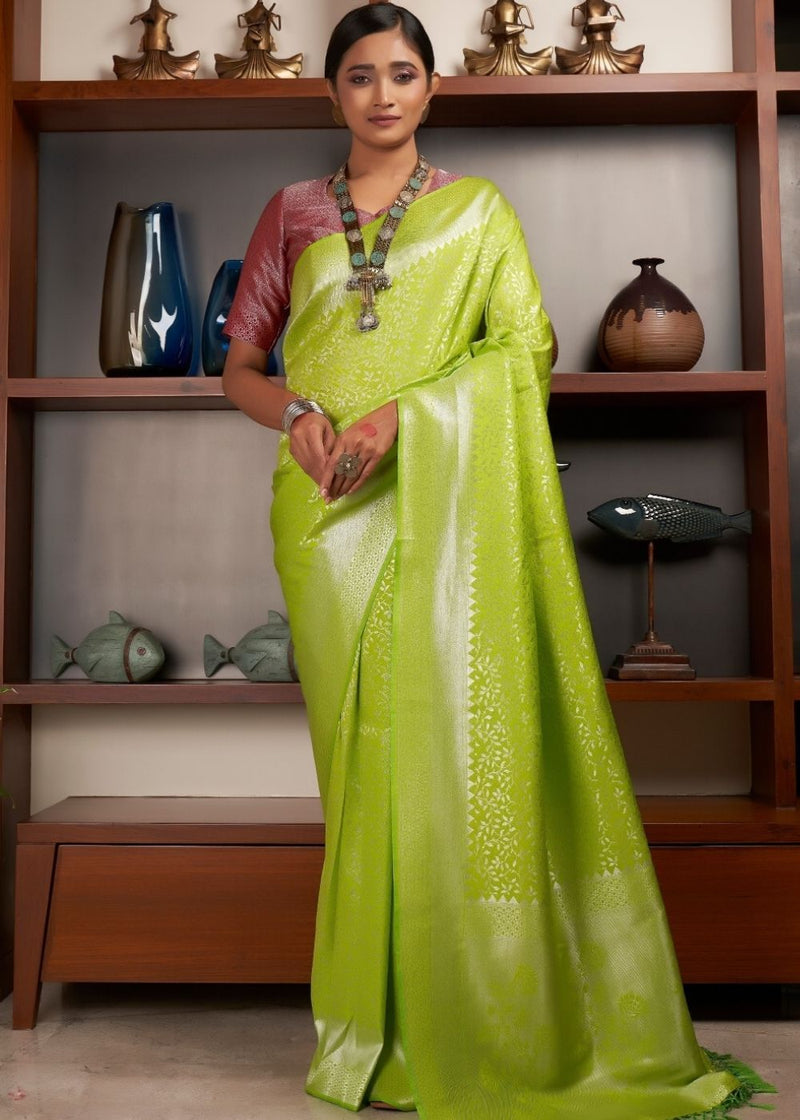 Sushi Green Zari Woven Kanjivaram Silk Saree